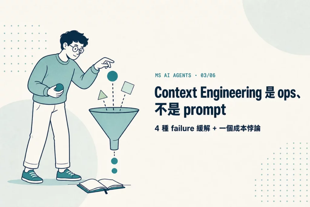 微軟把 Context Engineering 升格為單獨一課:4 種 context failure 跟一個成本悖論(拆解微軟官方 L12 / L13)